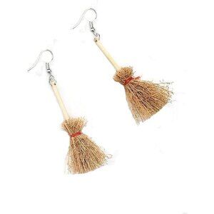 Funny Handmade Dangle Broom Earrings - Unique Jewelry for Everyday Wear